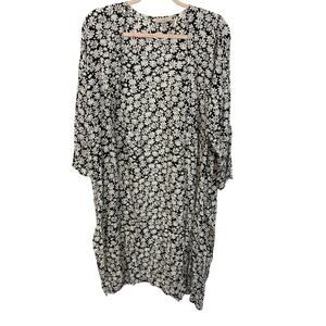 LOFT Daisy Floral Kimono Cardigan Open Front Lightweight Boho Layering Top M/L